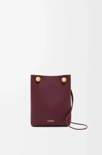 Pochette Pebble in morbida pelle di vitello Dark Burgundy