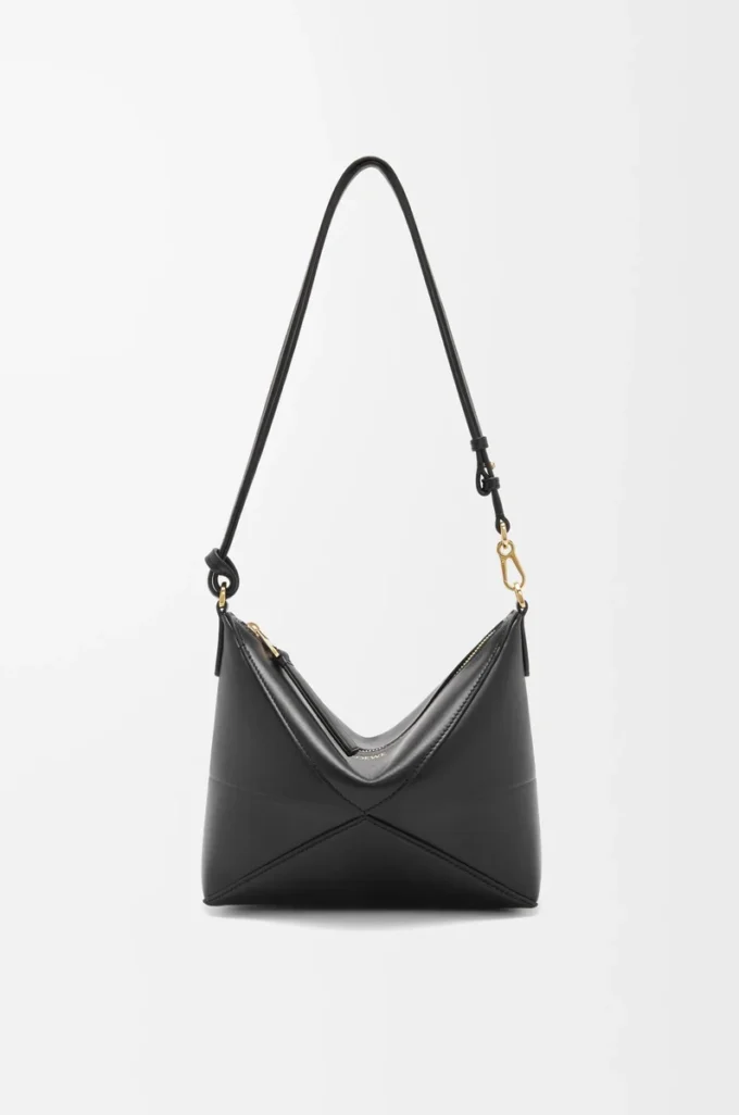 Pochette Puzzle Fold in nappa lucida Black Pochette Puzzle Fold in nappa lucida Black