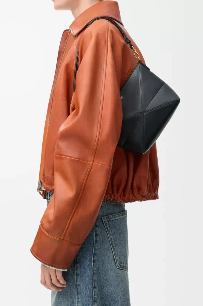 Pochette Puzzle Fold in nappa lucida Black Pochette Puzzle Fold in nappa lucida Black
