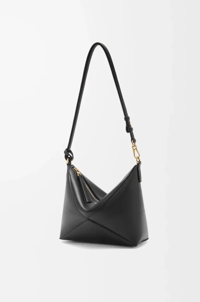 Pochette Puzzle Fold in nappa lucida Black Pochette Puzzle Fold in nappa lucida Black