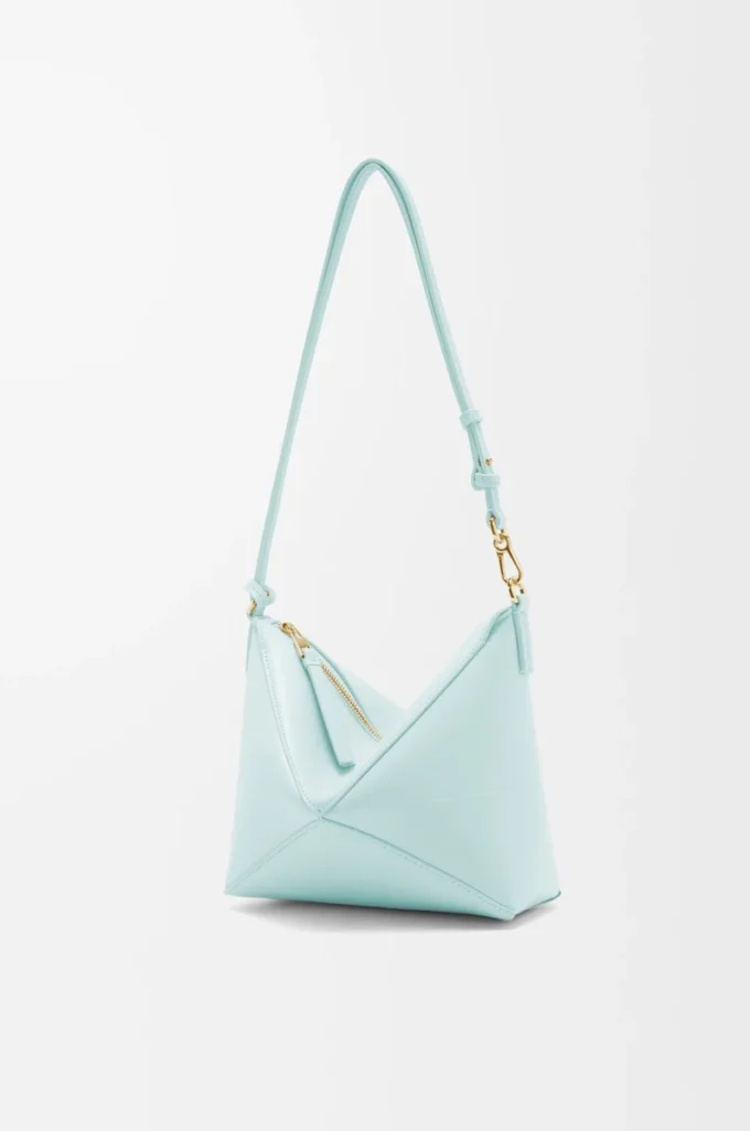 Pochette Puzzle Fold in pelle di vitello nappa lucida Blue Iceberg Pochette Puzzle Fold in pelle di vitello nappa lucida Blue Iceberg