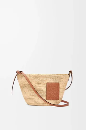 Pochette Slit in rafia e pelle di vitello Naturale/Marrone chiaro Pochette Slit in rafia e pelle di vitello Naturale/Marrone chiaro