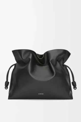 Pochette XL Flamenco in pelle di vitello nappa nera