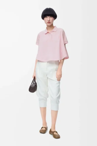 Polo trapezio in cotone Rosa chiaro