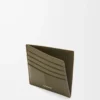 Portacarte aperto in pelle di vitello classica martellata Dark Khaki Portacarte aperto in pelle di vitello classica martellata Dark Khaki