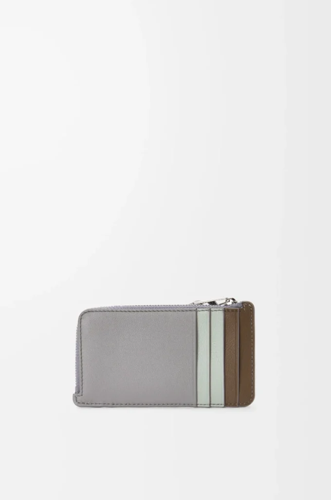 Portacarte e monete Puzzle in pelle di vitello classica marrone invernale/grigio cenere Portacarte e monete Puzzle in pelle di vitello classica marrone invernale/grigio cenere