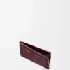 Portacarte e portamonete in pelle di vitello liscia e martellata Dark Burgundy