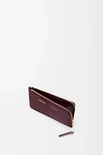 Portacarte e portamonete in pelle di vitello liscia e martellata Dark Burgundy