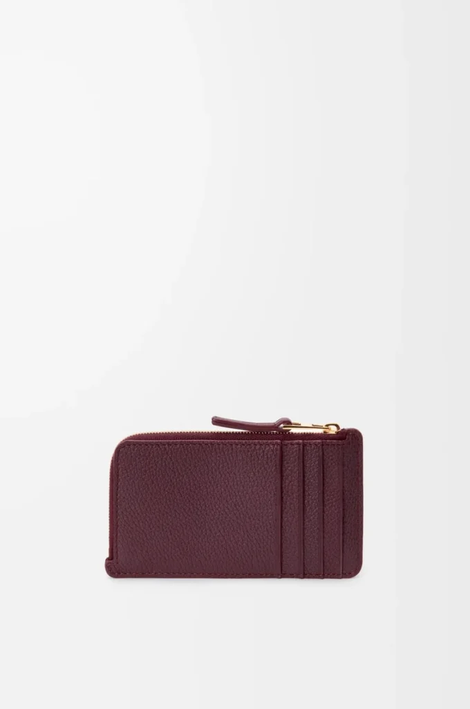 Portacarte e portamonete in pelle di vitello liscia e martellata Dark Burgundy