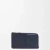 Portacarte e portamonete in pelle di vitello satinata blu navy scuro Portacarte e portamonete in pelle di vitello satinata blu navy scuro