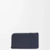 Portacarte e portamonete in pelle di vitello satinata blu navy scuro Portacarte e portamonete in pelle di vitello satinata blu navy scuro