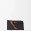 Portacarte e portamonete Knot in pelle di vitello nappa lucida Black/Squirrel