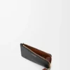 Portacarte e portamonete Knot in pelle di vitello nappa lucida Black/Squirrel