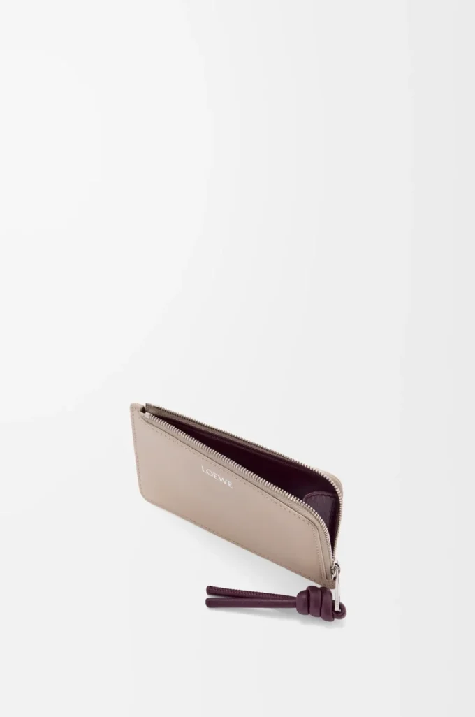 Portacarte e portamonete Knot in pelle di vitello nappa lucida Clay/Plum
