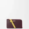 Portacarte e portamonete Knot in pelle di vitello nappa lucida Dark Burgundy/Light Citrine