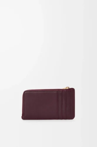 Portacarte e portamonete Knot in pelle di vitello nappa lucida Dark Burgundy/Light Citrine