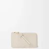Portacarte e portamonete Knot in pelle di vitello nappa lucida Light Oat