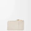 Portacarte e portamonete Knot in pelle di vitello nappa lucida Light Oat