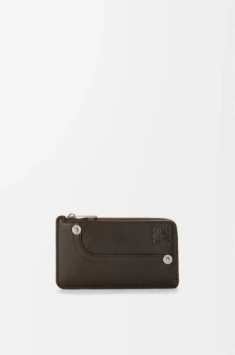 Portacarte e portamonete Panta in pelle di vitello lucida Vintage Brown