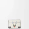 Portacarte Futurist Cat in pelle di vitello classica Soft White