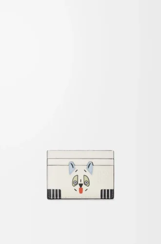 Portacarte Futurist Cat in pelle di vitello classica Soft White