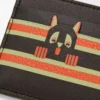 Portacarte Futurist Cat in pelle di vitello classica tinta unita Taupe scuro/Arancione