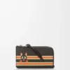 Portacarte portamonete Futurist Cat in classica pelle di vitello Dark Taupe/Orange