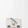 Portacarte portamonete Futurist Cat in classica pelle di vitello Soft White