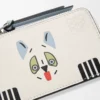 Portacarte portamonete Futurist Cat in classica pelle di vitello Soft White