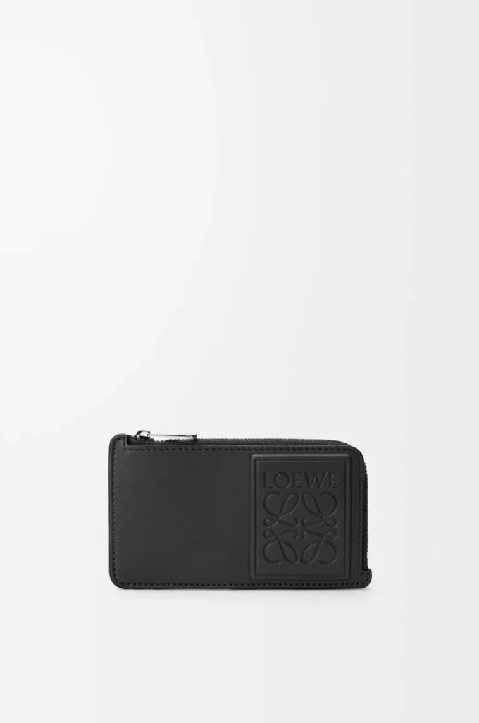 Portacarte portamonete in pelle di vitello satinata Black Portacarte portamonete in pelle di vitello satinata Black
