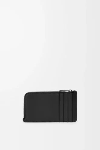 Portacarte portamonete in pelle di vitello satinata Black