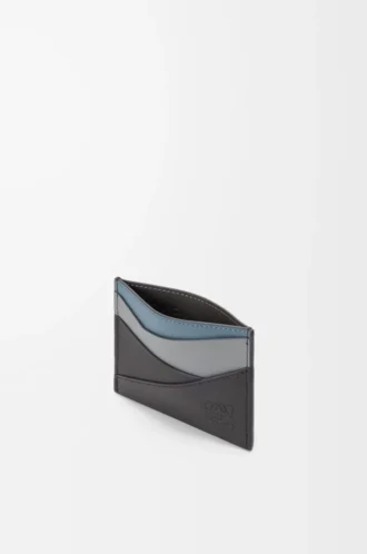 Portacarte Puzzle in pelle di vitello classica Asphalt Grey/Storm Blue