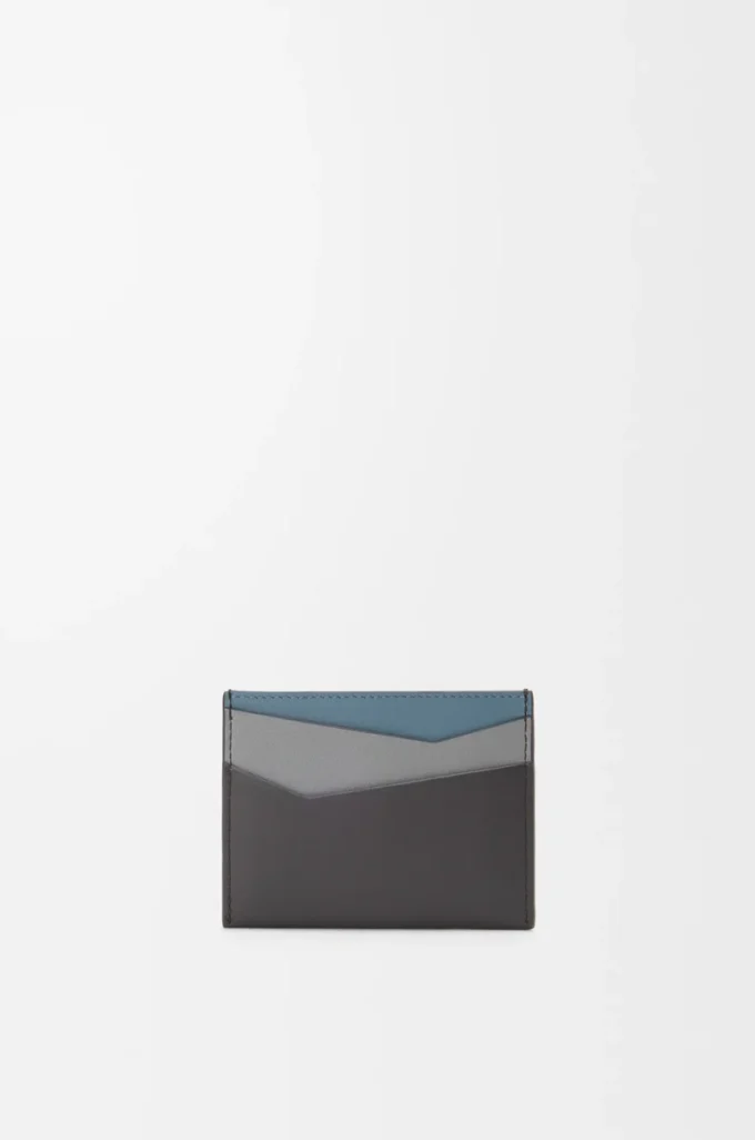 Portacarte Puzzle in pelle di vitello classica Asphalt Grey/Storm Blue