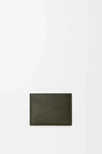 Portacarte Puzzle in pelle di vitello classica Dark Khaki