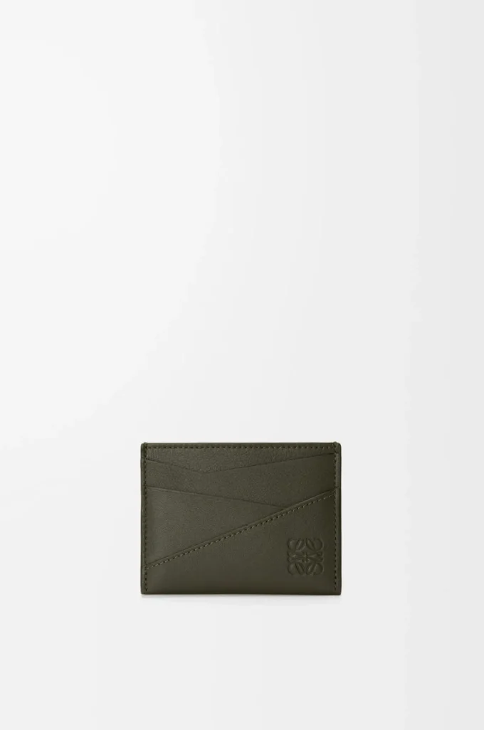 Portacarte Puzzle in pelle di vitello classica Dark Khaki