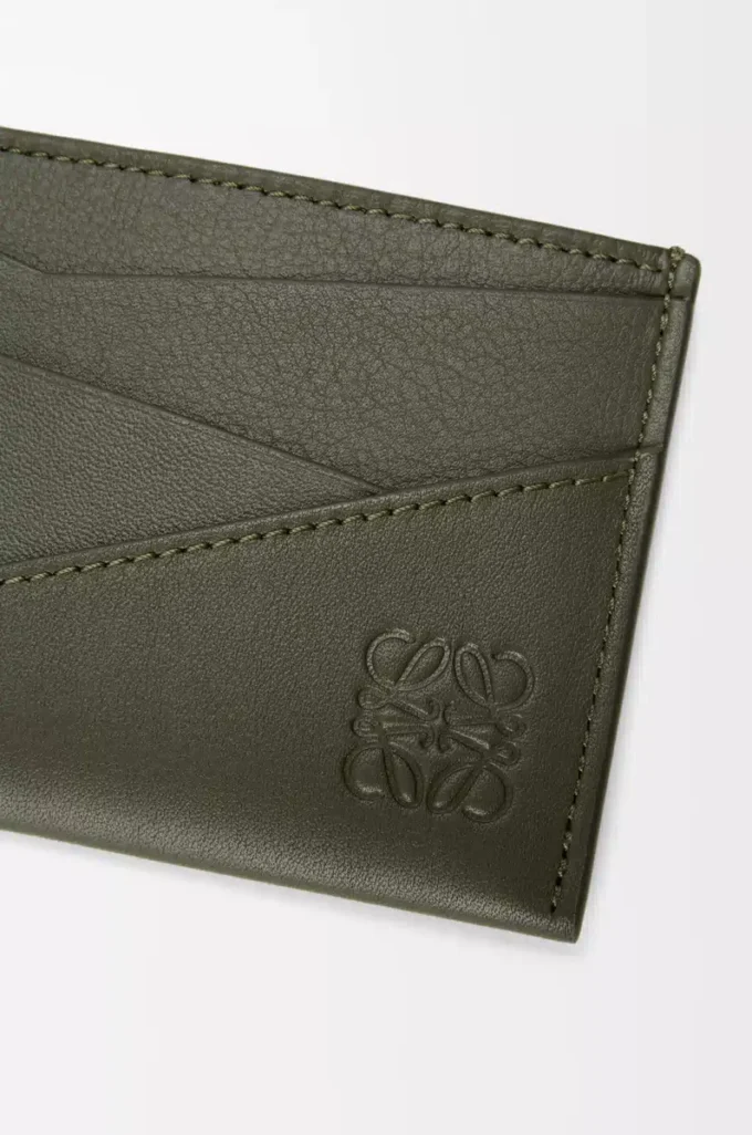 Portacarte Puzzle in pelle di vitello classica Dark Khaki