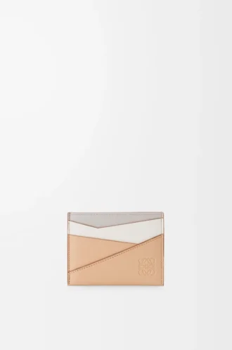 Portacarte Puzzle in pelle di vitello classica Ghost/Silky Beige