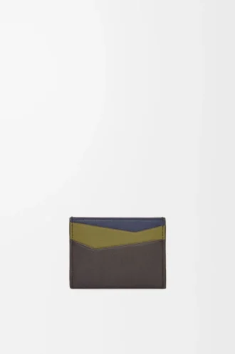 Portacarte Puzzle in pelle di vitello classica Oliva/Marrone scuro