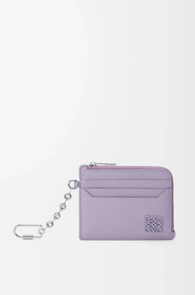 Portacarte quadrato Anagram in pelle di vitello martellata Dirty Mauve