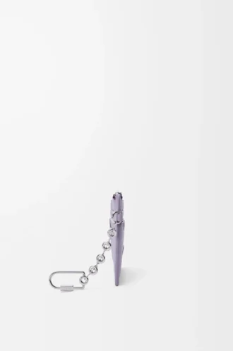 Portacarte quadrato Anagram in pelle di vitello martellata Dirty Mauve