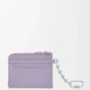 Portacarte quadrato Anagram in pelle di vitello martellata Dirty Mauve