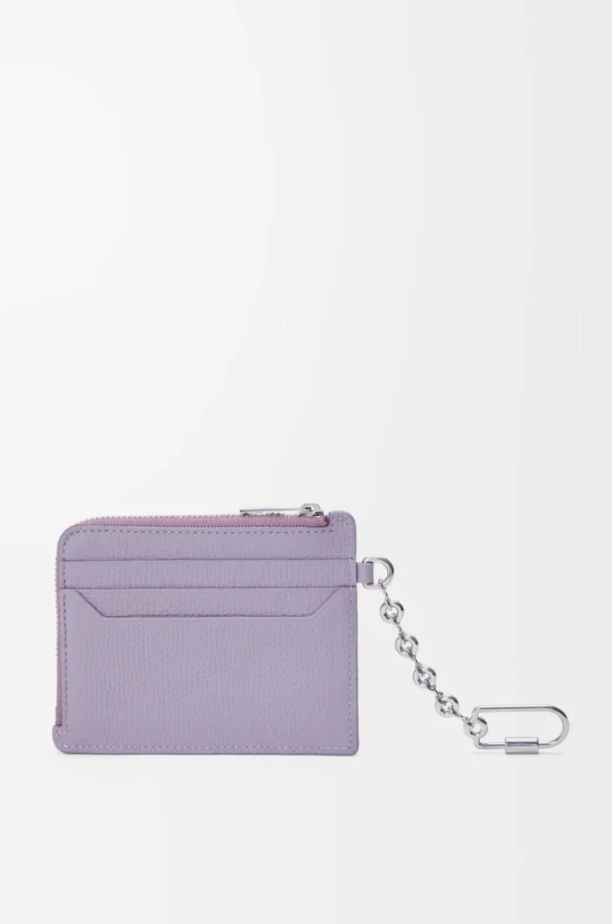 Portacarte quadrato Anagram in pelle di vitello martellata Dirty Mauve