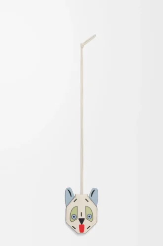 Portachiavi Futurist Cat in pelle di vitello bianco/blu