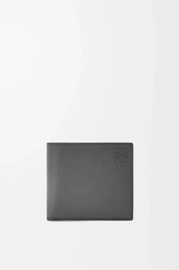 Portafoglio bifold in morbida pelle di vitello martellata antracite