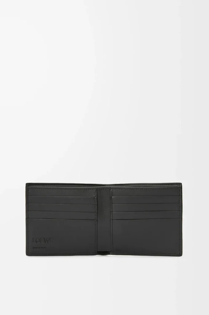 Portafoglio bifold in morbida pelle di vitello martellata antracite