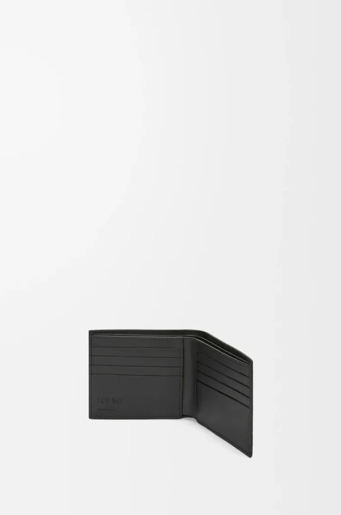 Portafoglio bifold in morbida pelle di vitello martellata antracite