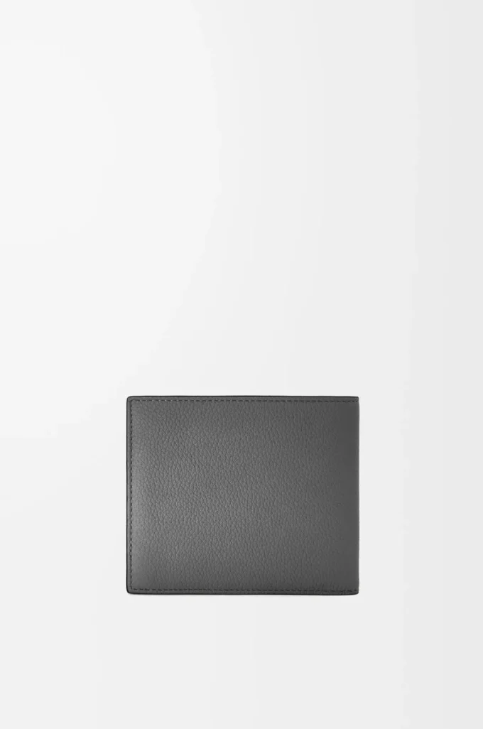 Portafoglio bifold in morbida pelle di vitello martellata antracite
