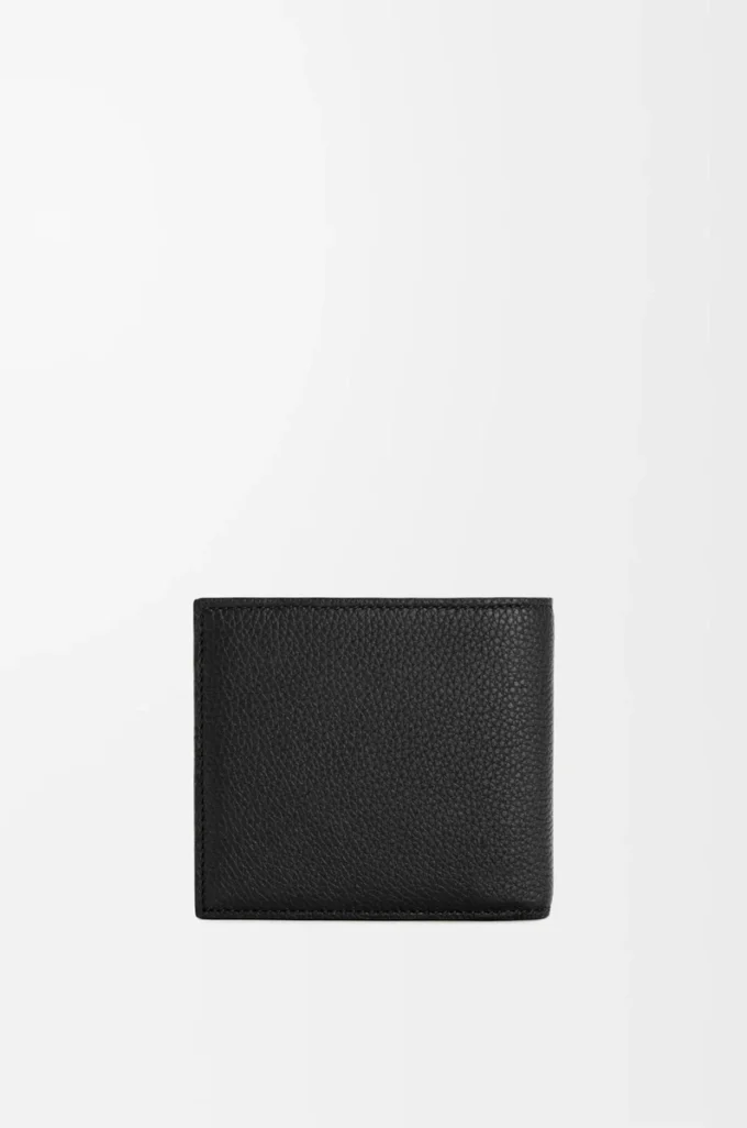 Portafoglio bifold in morbida pelle di vitello martellata Nero