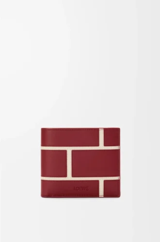 Portafoglio bifold in pelle di vitello classica Rosso bruciato