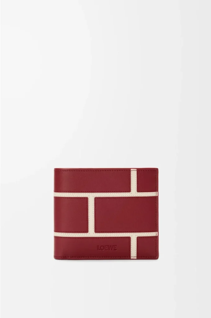 Portafoglio bifold in pelle di vitello classica Rosso bruciato Portafoglio bifold in pelle di vitello classica Rosso bruciato